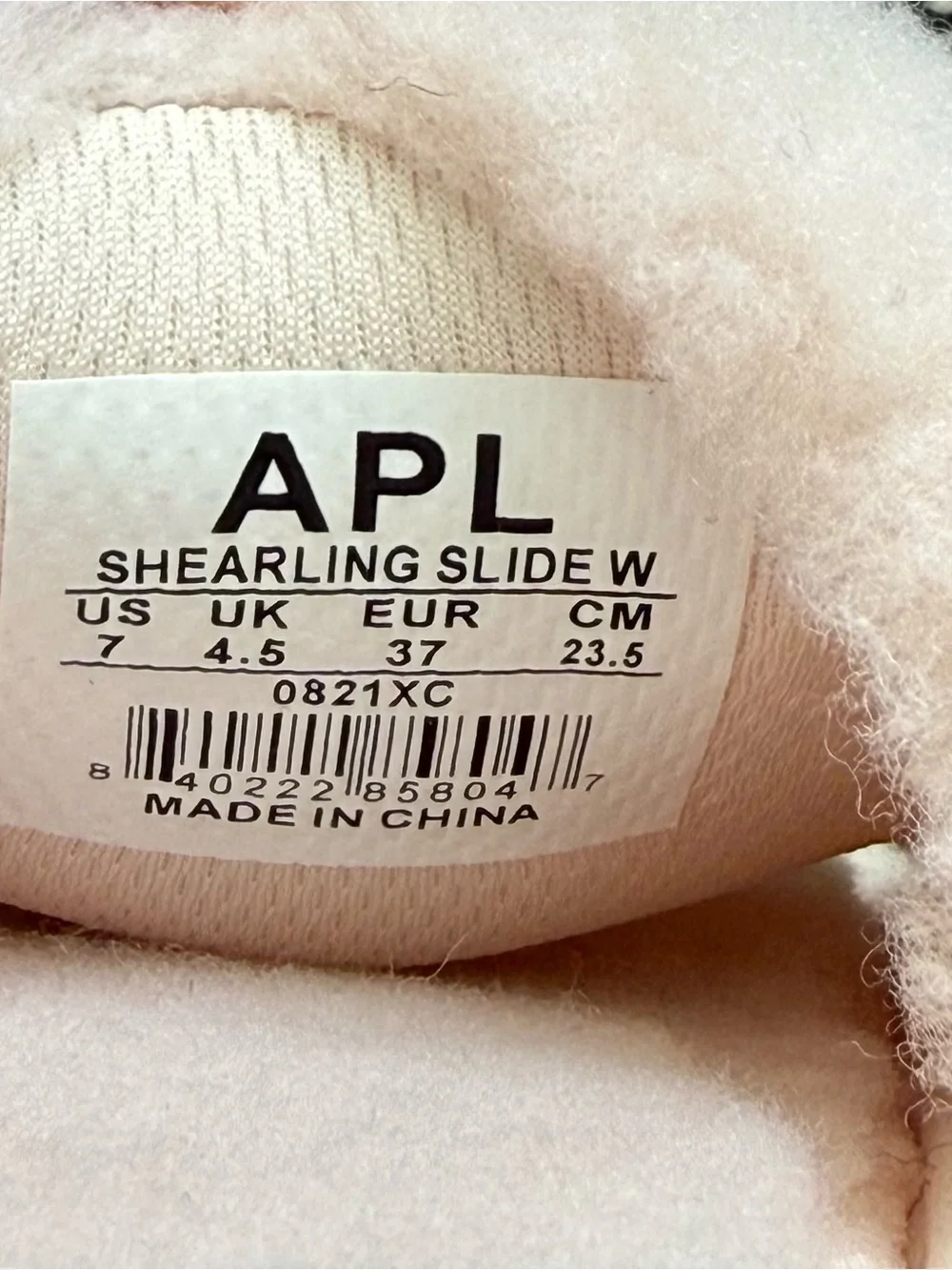 NEW APL Shearling Slides Pink Cream Rose Dust Size 7 Cozy Casual Coquette Sporty